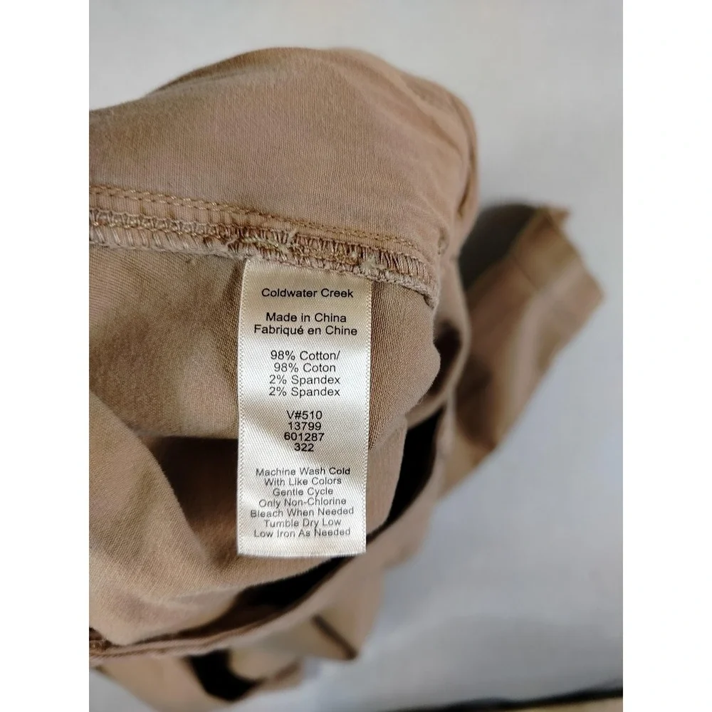 Coldwater Creek Pants Womens 14 Beige Chino Twill Adjustable Waist‎ Stretch